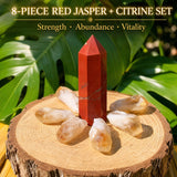 8 Parça Kırmızı Jasper + Sitrin Set
