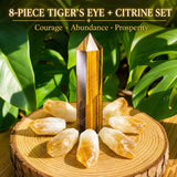 8-teiliges Tigerauge + Citrin-Set