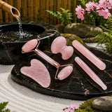 5 PC Rose Quartz Massage Beauty Set - Ultimate Self-Care Collection