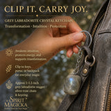 Grey Labradorite Crystal Keychain