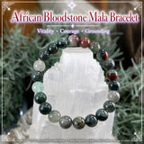 Βραχιόλι Mala African Bloodstone με βελούδινο πουγκί