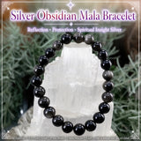 Mala sølv obsidian armbånd med fløyelspose