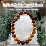 Mala Red Earth Mookait Jaspis Armband mit Samtbeutel