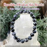 Pulsera Mala De Obsidiana Copo De Nieve Con Bolsa De Terciopelo