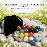 18 Mini Sphere Pocket Crystal Set + Velvet Pouch Set