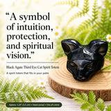 Crystal Animal Spirit Totems: Black Protection Agate Third Eye Cat