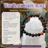 Mala Black Stripe Agate-armbånd med fløyelsveske