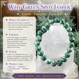 Pulsera Mala De Jaspe Con Manchas Verdes Y Estuche De Terciopelo