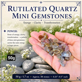 Rutilated Quartz Mini Gemstones  (50 Gram / 1.7oz. Lot)