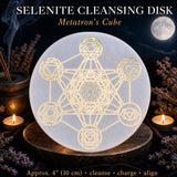 Selenite Metatron's Cube Cleansing Disk