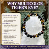 Pulseira Olho de Tigre Mala Multicolor com Bolsa de Veludo