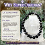 Mala sølv obsidian armbånd med fløyelspose