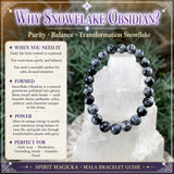 Pulsera Mala De Obsidiana Copo De Nieve Con Bolsa De Terciopelo