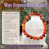 Pulsera Mala De Ágata Roja A Rayas Con Bolsita De Terciopelo