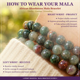 Βραχιόλι Mala African Bloodstone με βελούδινο πουγκί