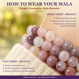 Pulsera Mala De Aventurina Morada Con Bolsa De Terciopelo
