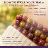 Mala Red Earth Mookait Jaspis Armband mit Samtbeutel
