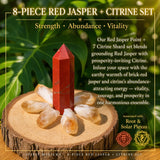 8 Parça Kırmızı Jasper + Sitrin Set