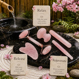 5 PC Rose Quartz Massage Beauty Set - Ultimate Self-Care Collection