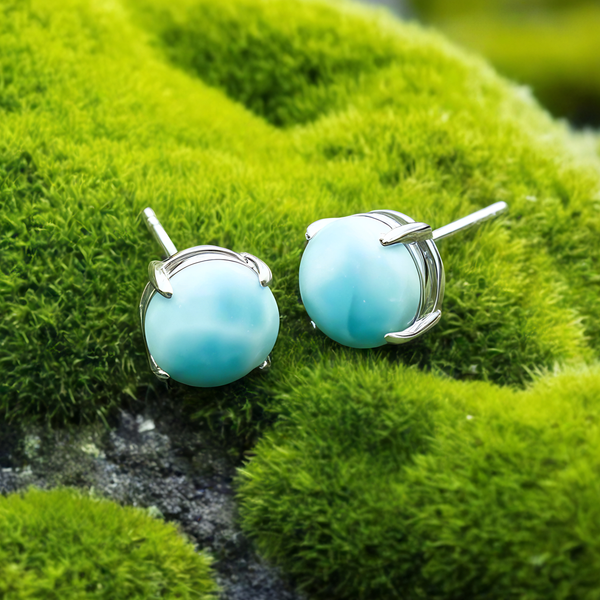 Larimar & Silver Stud Earrings