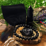 PRIZE WINNNER: Obsidian & Agate Cat Totem Set