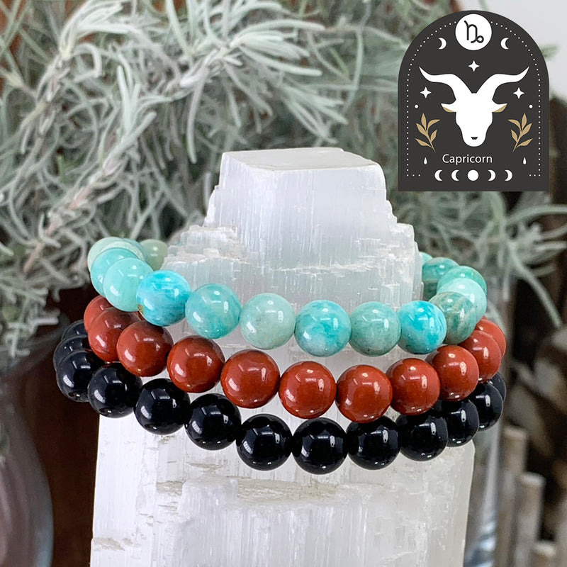 ♑ Capricorn - December 22nd - January 19th - Zodiac Astrology Crystal Bracelets Set