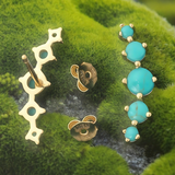 Blue Howlite & Gold Cuff Earrings