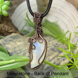 Crescent Moonstone Copper Wire Pendant Necklace