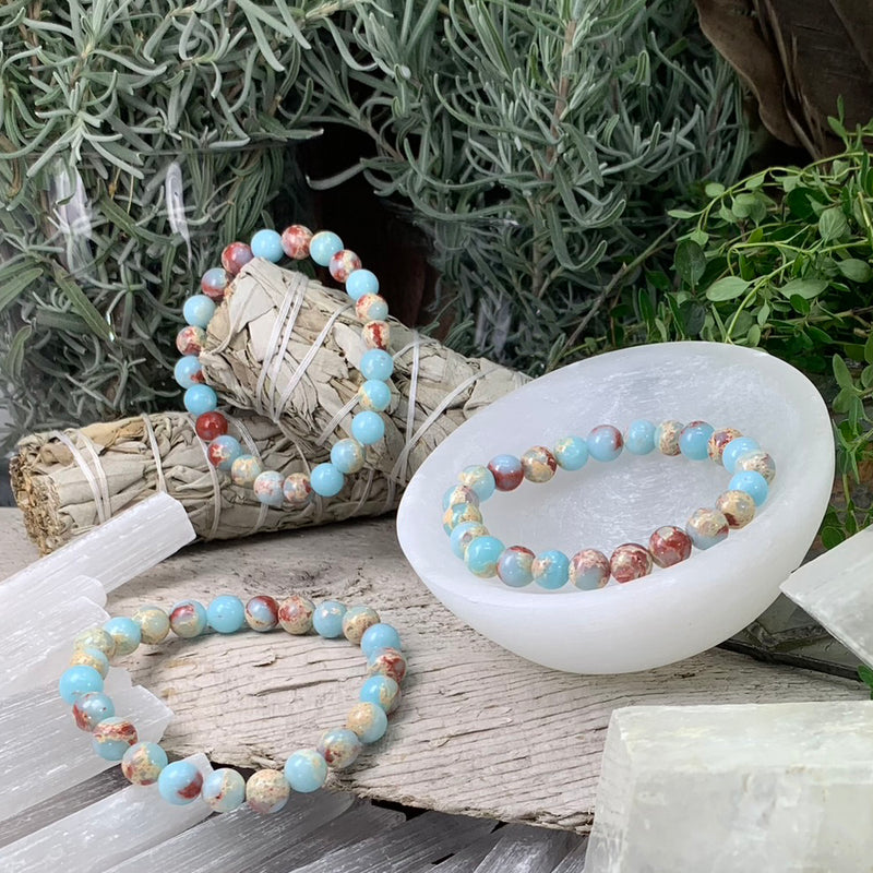 Mala Azure Variscite Bracelet With Velvet Pouch