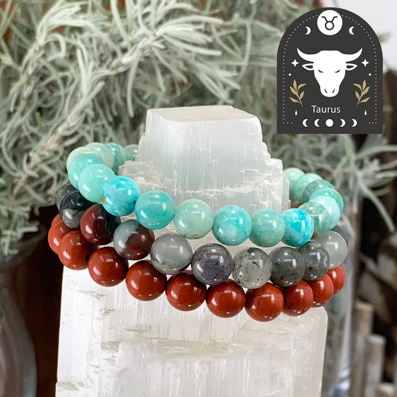 ♉ Taurus - April 20 - May 20 - Zodiac Astrology Crystal Bracelets Set