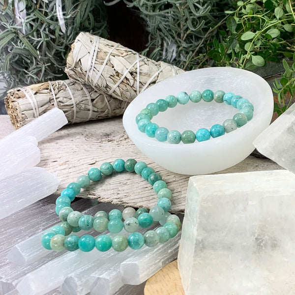 Mala Amazonite Bracelet With Velvet Pouch