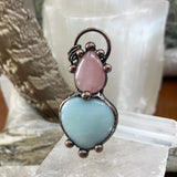 Green Chalcedony + Rose Quartz Soldered Pendant