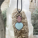 Green Chalcedony + Rose Quartz Soldered Pendant