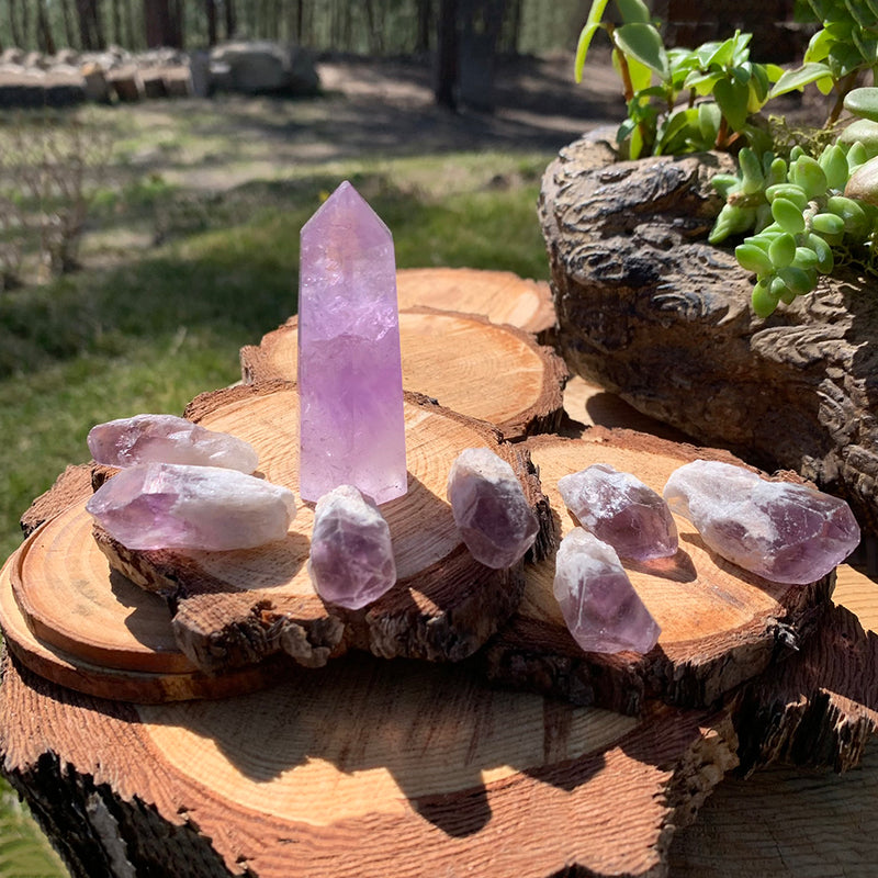 8-Piece Amethyst Point + Amethyst Shards Set