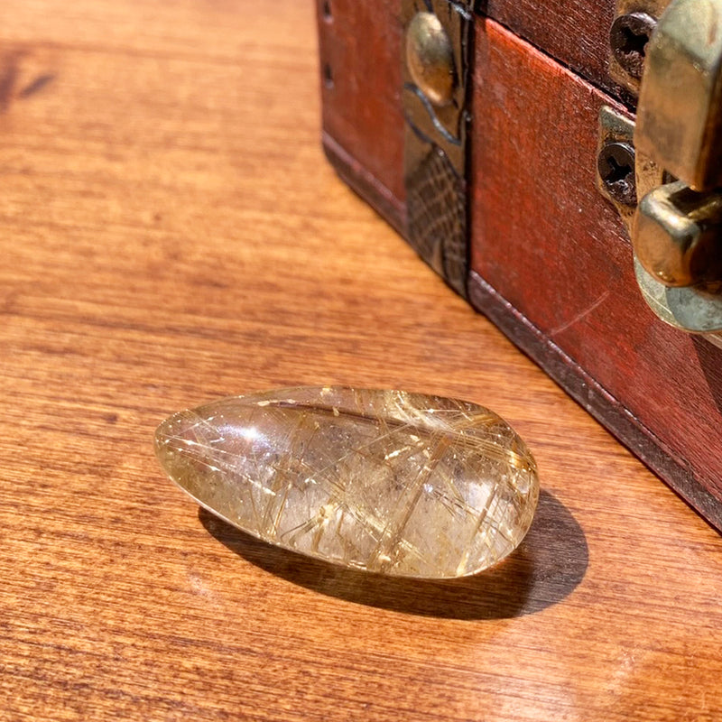 Angel Hair Rutilated Quartz Teardrop Cabochon