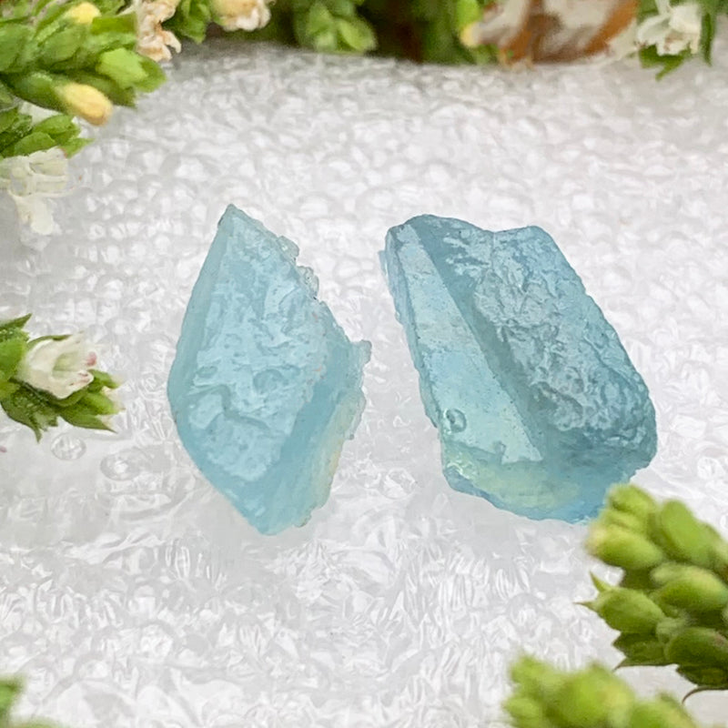 Earrings - Aquamarine Raw Stone Studs