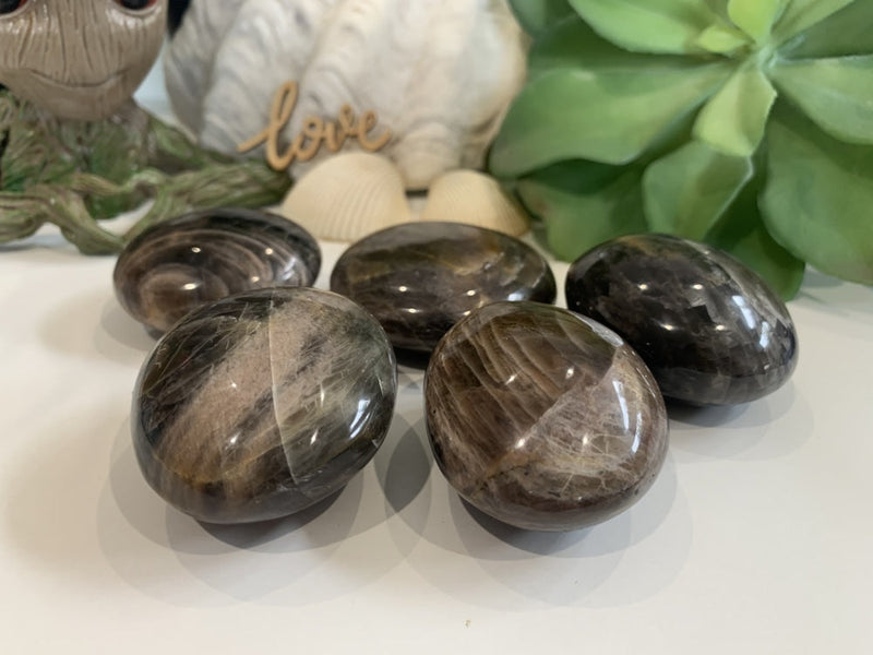 Black Moonstone Palmstone - palmstone