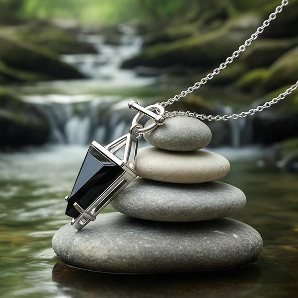 Black Onyx & Silver Guardian Necklace -