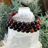 Mala Black Stripe Agate Bracelet With Velvet Pouch