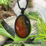 Bloodstone Macramé Pendant Necklace