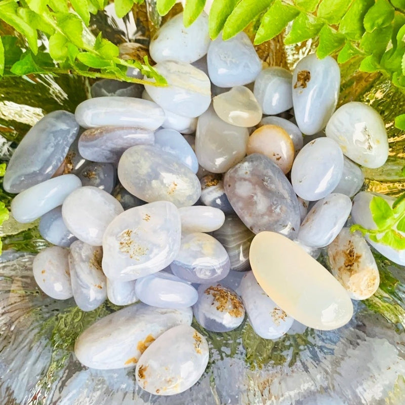 WORKING ON Blue Lace Agate Pebble Stones - tumbledstone