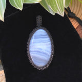 Blue Lace Agate Macramé Pendant Necklace