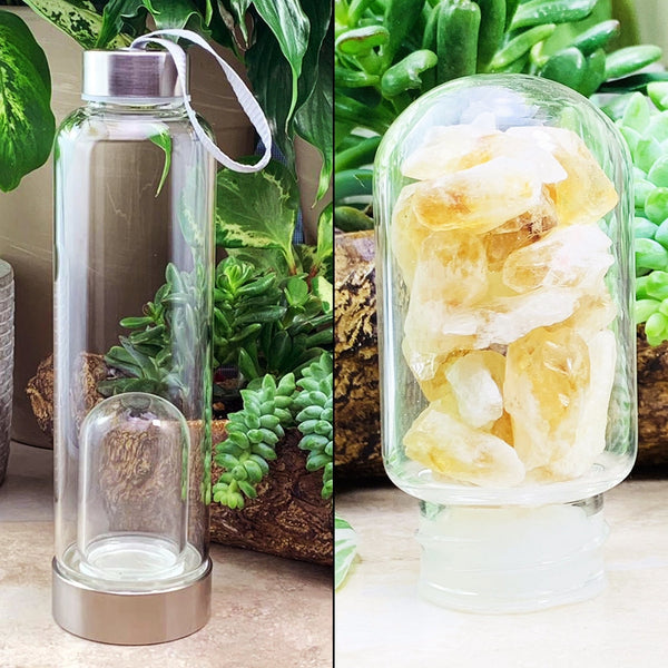 WWW - PRICING - Citrine Shards Gem Pod Crystal Water Bottle - water