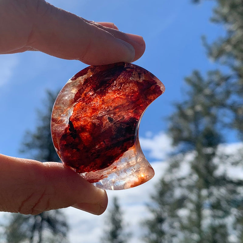 Fire Quartz Crescent Moonstone