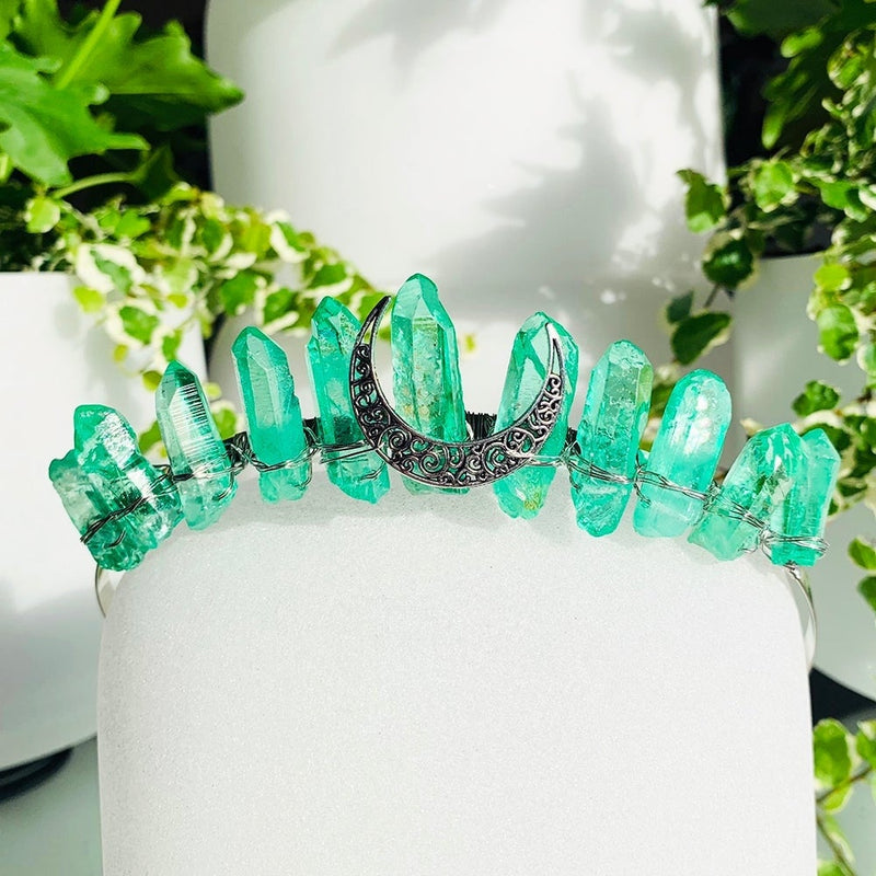 Crystal Tiara Crown - Green Aura