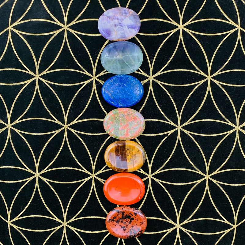 Don’t Worry Stones Chakra Set + Velvet Bag