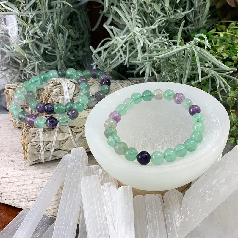 Mala Fluorite Bracelet With Velvet Pouch