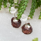 Earrings - Garnet Raw Stone Studs