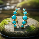 Blue Howlite & Gold Cuff Earrings