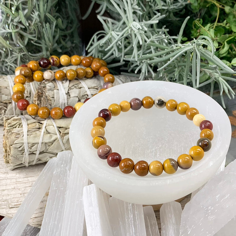 Mala Golden Mookaite Jasper Bracelet With Velvet Pouch